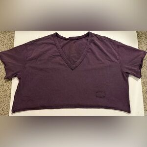 Purple V-Neck Cropped T-Shirt